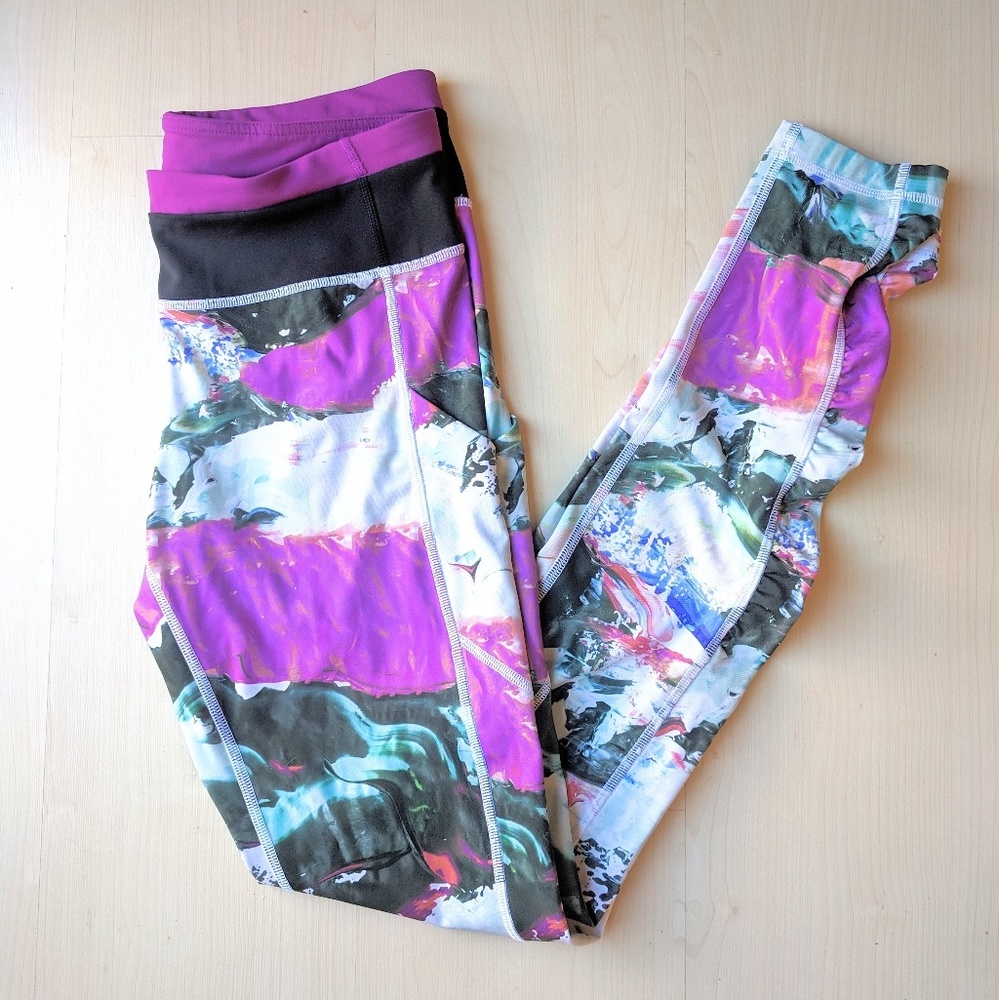 Lululemon Yoga Pants Watercolor Ruched Calves